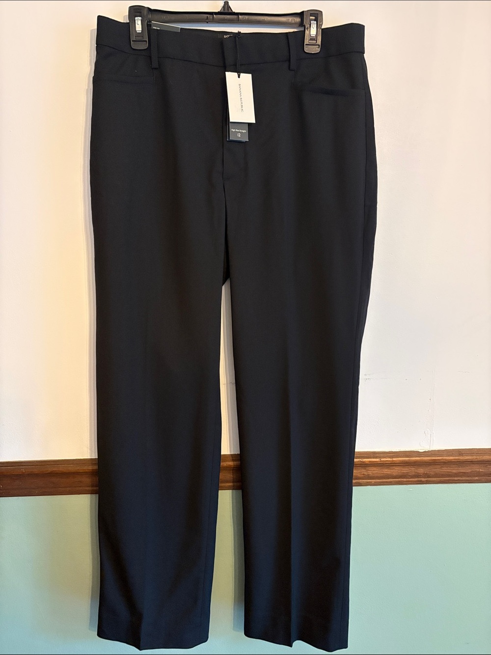 Banana Republic Womens High Rise Straight Black Dress Pants size 12